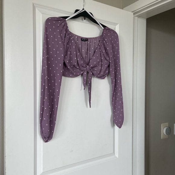 Lavender Polka Dot Crop Top & Skirt - Picture 6 of 10